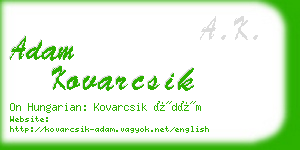 adam kovarcsik business card